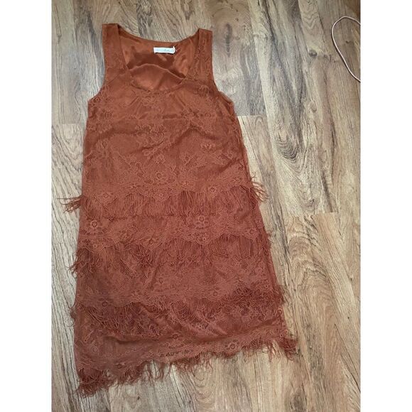 Lush womens rust layered fringe dress XS - Picture 16 of 16